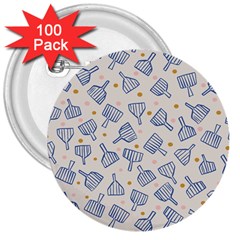 Glass Polka Circle Blue 3  Buttons (100 Pack) 