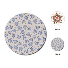 Glass Polka Circle Blue Playing Cards (round) 