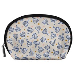 Glass Polka Circle Blue Accessory Pouches (large)  by Mariart