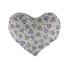 Glass Polka Circle Blue Standard 16  Premium Flano Heart Shape Cushions