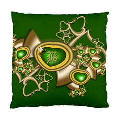 Green and Gold Hearts with Behrman B and Bee Standard Cushion Case (Two Sides)