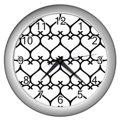 Heart Background Wire Frame Black Wireframe Wall Clocks (silver)  by Mariart