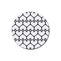 Heart Background Wire Frame Black Wireframe Rubber Round Coaster (4 Pack) 