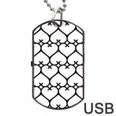 Heart Background Wire Frame Black Wireframe Dog Tag Usb Flash (two Sides)