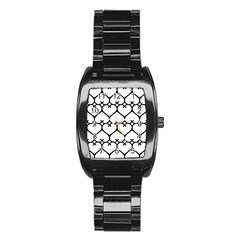 Heart Background Wire Frame Black Wireframe Stainless Steel Barrel Watch by Mariart