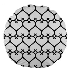 Heart Background Wire Frame Black Wireframe Large 18  Premium Flano Round Cushions