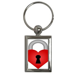 Heart Padlock Red Love Key Chains (rectangle)  by Mariart