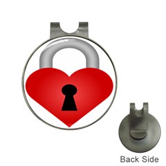 Heart Padlock Red Love Hat Clips With Golf Markers by Mariart