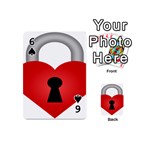 Heart Padlock Red Love Playing Cards 54 (Mini)  Front - Spade6