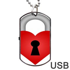 Heart Padlock Red Love Dog Tag Usb Flash (two Sides)