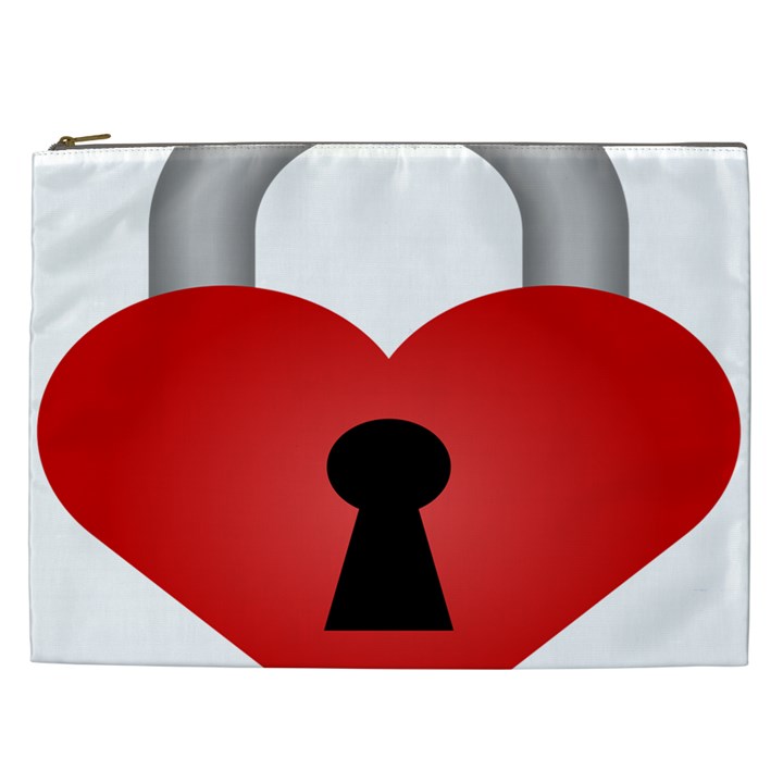 Heart Padlock Red Love Cosmetic Bag (XXL) 