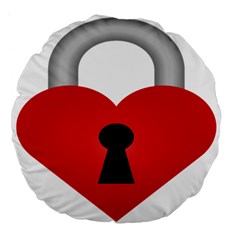 Heart Padlock Red Love Large 18  Premium Flano Round Cushions