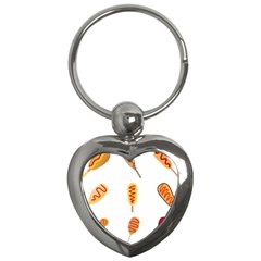 Hot Dog Buns Sate Sauce Bread Key Chains (heart)  by Mariart