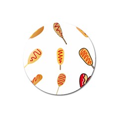 Hot Dog Buns Sate Sauce Bread Magnet 3  (round) by Mariart