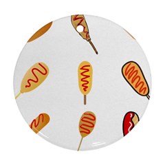 Hot Dog Buns Sate Sauce Bread Round Ornament (two Sides)