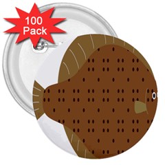 Illustrain Animals Reef Fish Sea Beach Water Seaword Brown Polka 3  Buttons (100 Pack)  by Mariart