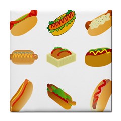 Hot Dog Buns Sauce Bread Tile Coasters by Mariart