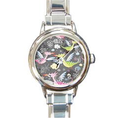 Dragonfly Animals Dragom Monster Fair Cloud Circle Polka Round Italian Charm Watch by Mariart