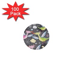 Dragonfly Animals Dragom Monster Fair Cloud Circle Polka 1  Mini Buttons (100 Pack) 