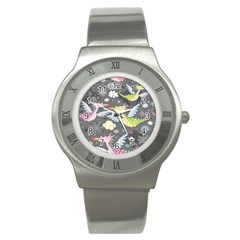Dragonfly Animals Dragom Monster Fair Cloud Circle Polka Stainless Steel Watch