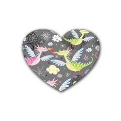 Dragonfly Animals Dragom Monster Fair Cloud Circle Polka Rubber Coaster (heart)  by Mariart