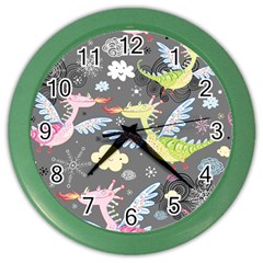 Dragonfly Animals Dragom Monster Fair Cloud Circle Polka Color Wall Clocks by Mariart