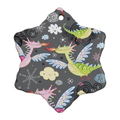 Dragonfly Animals Dragom Monster Fair Cloud Circle Polka Snowflake Ornament (two Sides) by Mariart