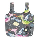 Dragonfly Animals Dragom Monster Fair Cloud Circle Polka Full Print Recycle Bags (L)  Back