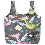 Dragonfly Animals Dragom Monster Fair Cloud Circle Polka Full Print Recycle Bags (L)  Back