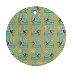 Ice Skates Background Christmas Ornament (round)