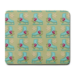 Ice Skates Background Christmas Large Mousepads by Mariart