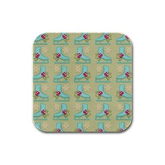 Ice Skates Background Christmas Rubber Square Coaster (4 Pack)  by Mariart