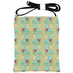Ice Skates Background Christmas Shoulder Sling Bags by Mariart