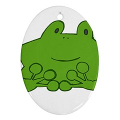 Illustrain Frog Animals Green Face Smile Ornament (oval)