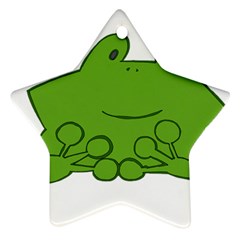 Illustrain Frog Animals Green Face Smile Ornament (star)