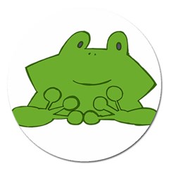 Illustrain Frog Animals Green Face Smile Magnet 5  (round)