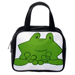 Illustrain Frog Animals Green Face Smile Classic Handbags (one Side) by Mariart