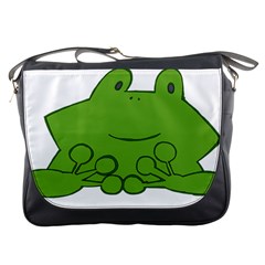 Illustrain Frog Animals Green Face Smile Messenger Bags