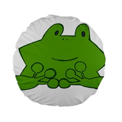 Illustrain Frog Animals Green Face Smile Standard 15  Premium Round Cushions