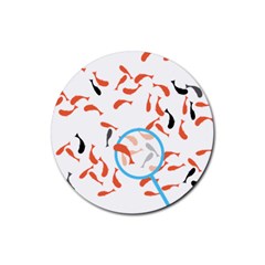 Illustrain Goldfish Fish Swim Pool Rubber Round Coaster (4 Pack) 