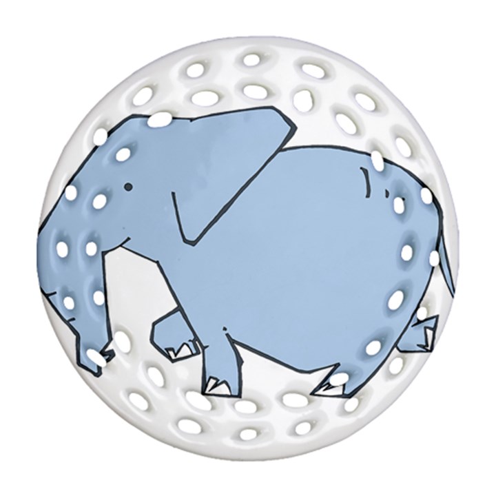 Illustrain Elephant Animals Round Filigree Ornament (Two Sides)