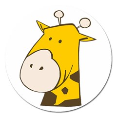 Illustrain Giraffe Face Animals Magnet 5  (round) by Mariart