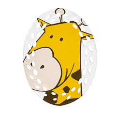 Illustrain Giraffe Face Animals Oval Filigree Ornament (two Sides)