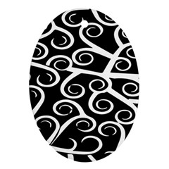 Koru Vector Background Black Ornament (oval)