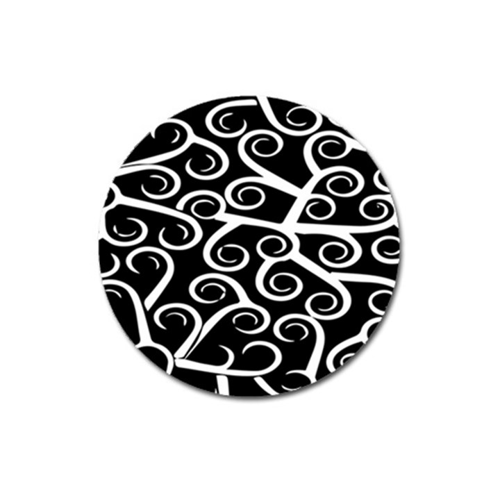 Koru Vector Background Black Magnet 3  (Round)