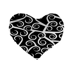 Koru Vector Background Black Standard 16  Premium Flano Heart Shape Cushions by Mariart