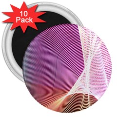 Light Means Net Pink Rainbow Waves Wave Chevron 3  Magnets (10 Pack) 