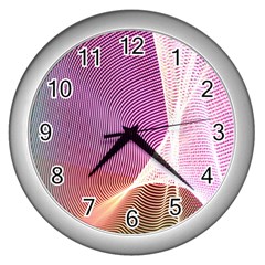 Light Means Net Pink Rainbow Waves Wave Chevron Wall Clocks (silver)  by Mariart