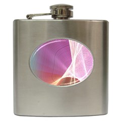 Light Means Net Pink Rainbow Waves Wave Chevron Hip Flask (6 Oz) by Mariart