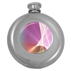 Light Means Net Pink Rainbow Waves Wave Chevron Round Hip Flask (5 Oz) by Mariart